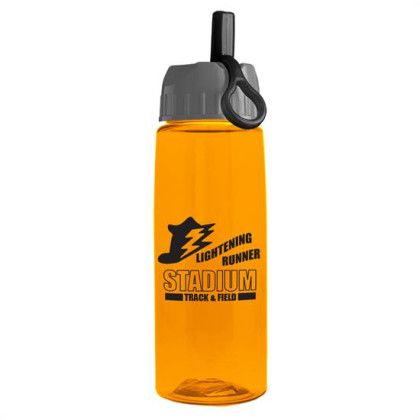 Custom The Flair 26 Oz. Bottle Made With Tritan ReNew Ring Straw Lid - Transparent Orange