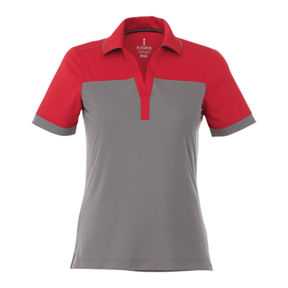 Custom Women's MACK Short Sleeve Performance Polo - Team Red with Steel Gray