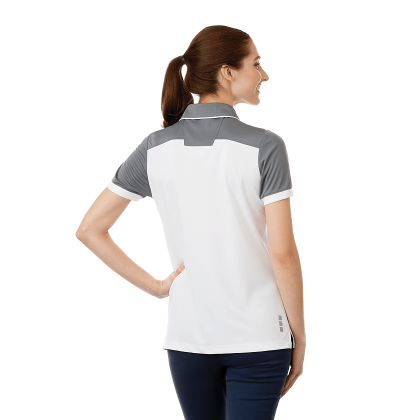 Custom Women's MACK Short Sleeve Performance Polo - Steel Gray with White - Back