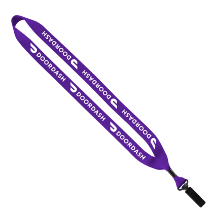 Custom 3/4" Polyester Lanyard - Bulldog Clip - Purple