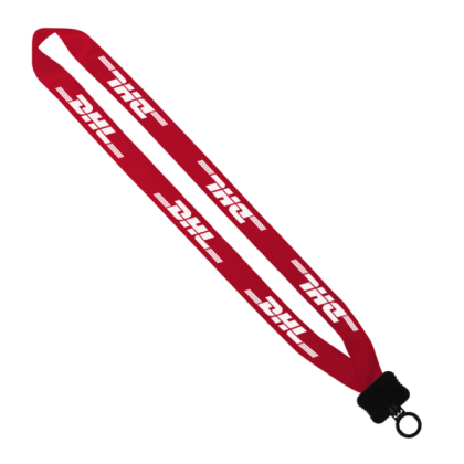 Custom 3/4" Polyester Lanyard - Plastic Clamshell, O-Ring - Red