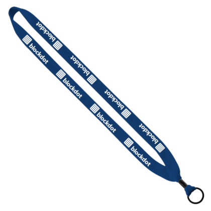 Custom 3/4" Cotton Lanyard - Metal Crimp, Split- Ring - Royal Blue