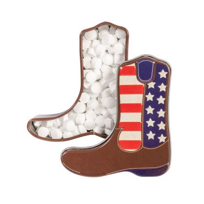 Custom America Cowboy Boot-Shaped Mint Tin - Open