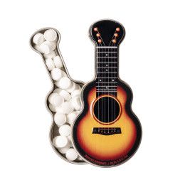 Custom Gold Acoustic Guitar Shaped Mint Tin - Open