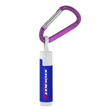 Custom SPF 15 Lip Balm in White Tube with Hook Cap and Carabiner