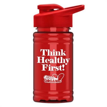 Custom UpCycle - Mini 16 Oz. RPet Sports Bottle With Drink Thru Lid - Transparent Red