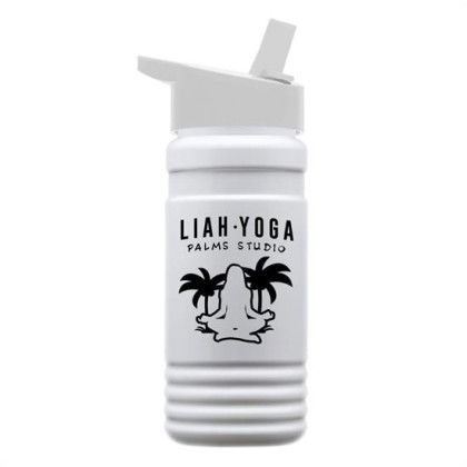 Custom 20 Oz. UpCycle RPETBottle Flip Straw Lid - Eco White with White Lid