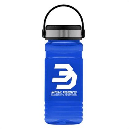 Custom 20 Oz. UpCycle RPET Bottle With EZ-Grip Lid - Transparent Blue