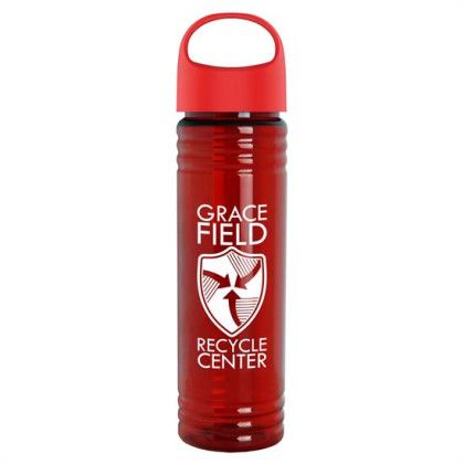 Custom 24 Oz. Slim Fit UpCycle RPET Bottles With Oval Crest Lid - Transparent Red Custom 24 Oz. Slim Fit UpCycle RPET Bottles With Oval Crest Lid - Transparent Red