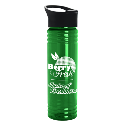 Custom 24 Oz. Slim Fit UpCycle RPET Bottles With Pop-Up Sip Lid - Transparent Green