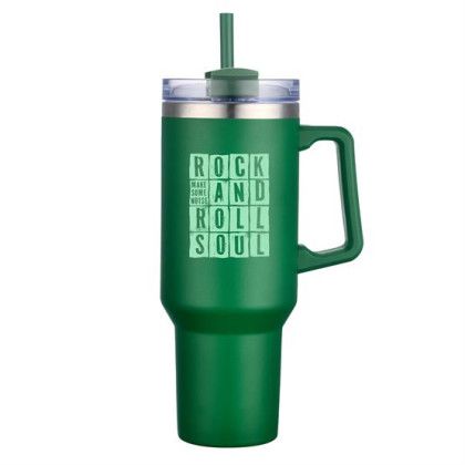Custom 40 oz Double Wall Tumbler With Handle and Straw - Pine