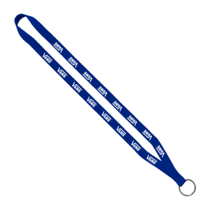 Custom 1/2" Polyester Lanyard with Sewn Metal Split-Ring - Royal Blue
