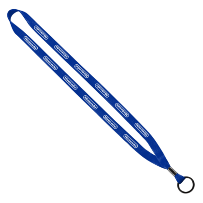Custom 1/2" Polyester Lanyard with Metal Crimp & Split-Ring - Royal Blue