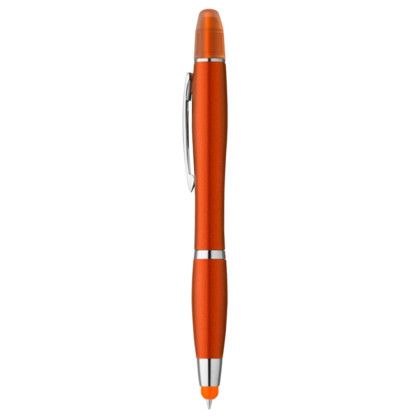 Custom Curvaceous Metallic Stylus Highlighter Pen - Orange