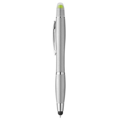Custom Curvaceous Metallic Stylus Highlighter Pen - Silver