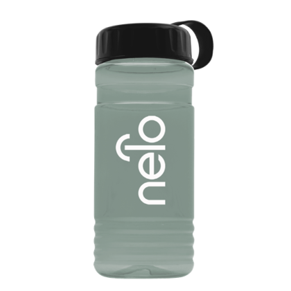 Custom 20 Oz. UpCycle RPET Bottle With Tethered Lid - Glacier Blue with Black Lid