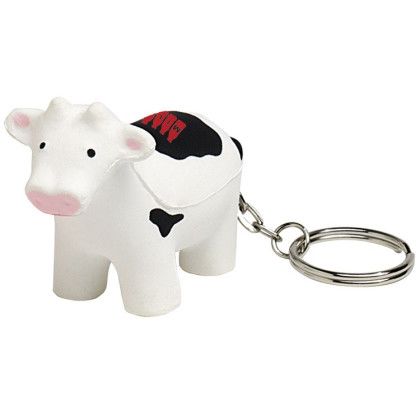 Custom Cow Keyring Stress Reliever with Logo Imprint