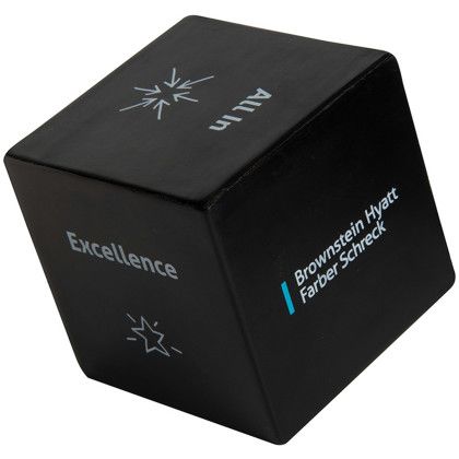 Custom Cube Stress Reliever with Logo Imprint - Black