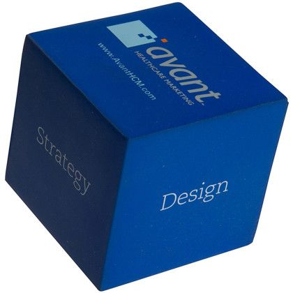 Custom Cube Stress Reliever with Logo Imprint - Blue