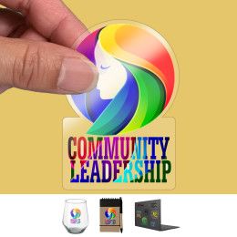 CUSTOMCUT CLEAR 2 - 9 sq. inch Full Color Custom Shape Removable Vinyl Sticker Decals