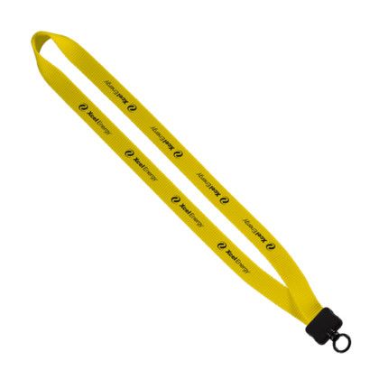 Custom 3/4" Smooth Nylon Lanyard with Plastic Clamshell, O-Ring - Yellow