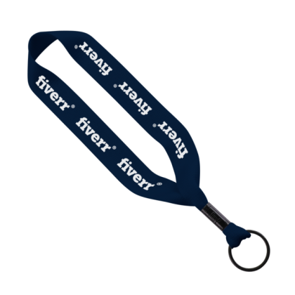 Custom 3/4" Polyester Key Chain with Crimp Split Ring - Navy Custom 3/4" Polyester Key Chain with Crimp Split Ring - Navy