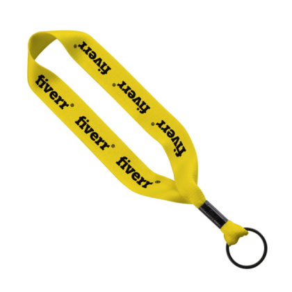 Custom 3/4" Polyester Key Chain with Crimp Split Ring - Yellow Custom 3/4" Polyester Key Chain with Crimp Split Ring - Yellow