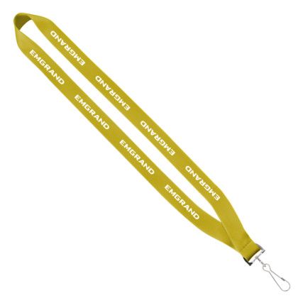 Custom 3/4" Economy Polyester Lanyard - Sewn Silver Tone Swivel Snap Hook - Yellow