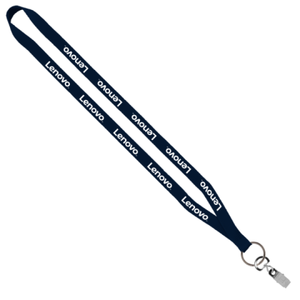 Custom 1/2" Polyester Lanyard - Sewn Metal Bulldog Clip - Navy