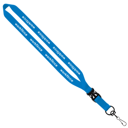 Custom 3/4" Polyester Lanyard - Slide Buckle Release, Swivel Snap Hook - Electric Blue