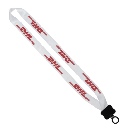 Custom 3/4" Polyester Lanyard - Plastic Clamshell, O-Ring - White