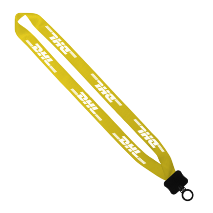 Custom 3/4" Polyester Lanyard - Plastic Clamshell, O-Ring - Yellow