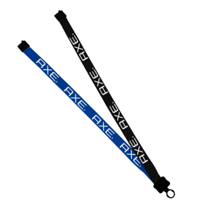 Custom 3/4" Multi color (left, right) Polyester Lanyard - Plastic Clamshell - Royal Blue/Black