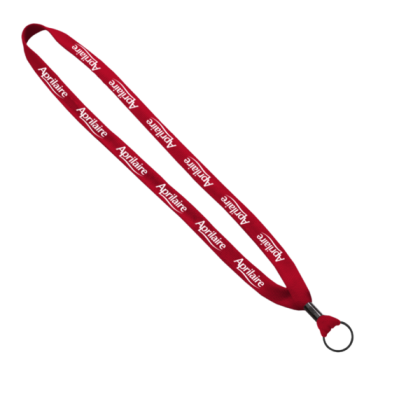 Custom 5/8" Polyester Shoelace Lanyard - Metal Crimp, Split- Ring - Red