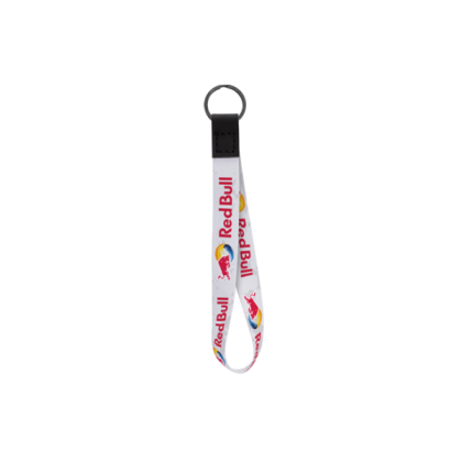 Dye Sublimated Keychain with Leather Accent - Black