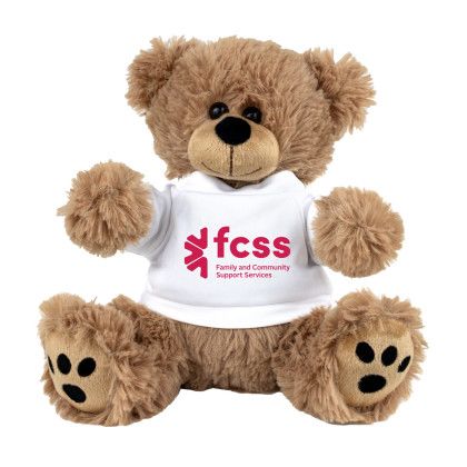 Custom Fred E. Bear Large 8" Plush Teddy Bear with White T-Shirt
