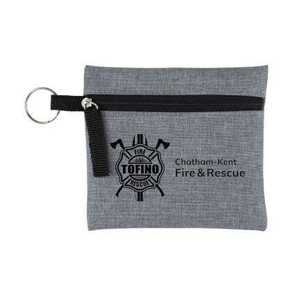 Custom CAPRI Heathered Gray Zipper Pouch - Gray with Black