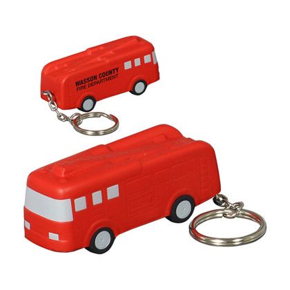 Custom Fire Truck Stress Reliever Key Chain with Logo Imprint