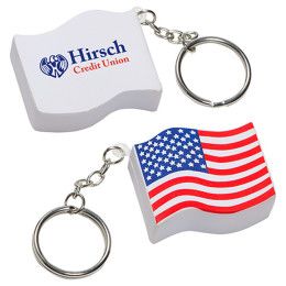 Custom US Flag Stress Reliever Key Chain with Logo Imprint