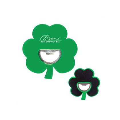 Custom Shamrock Coaster Bottle Opener 