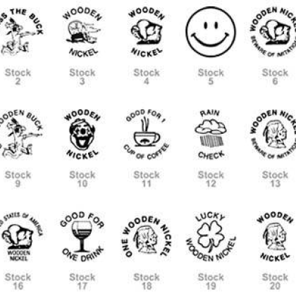 Wooden Nickel - Many Stock Designs