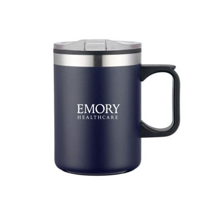 Custom 14 Oz. Double Wall Camping Mug with Handle - Navy Blue