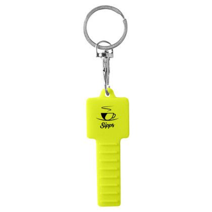 Custom Wobble No More Table Wedge Keychain - Safety Yellow