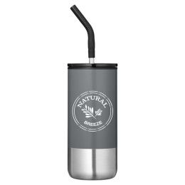 Custom Summit 16oz Insulated Tumbler With Straw - Heather Gray