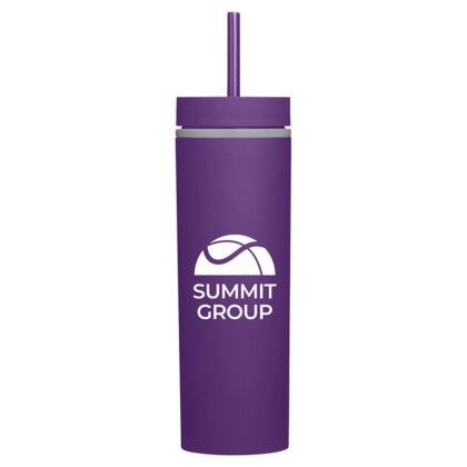 Custom Adventure 16oz Insulated Tumbler With Straw - Purple