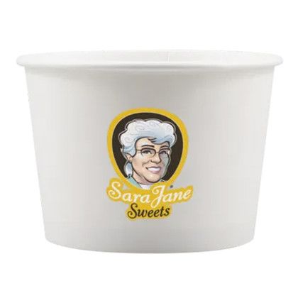 Custom 12oz Paper Food Container - White with Full Color Imprint