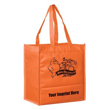 Custom Happy Halloween Ghost Non-Woven Tote Bag with Imprint Custom Happy Halloween Ghost Non-Woven Tote Bag with Imprint