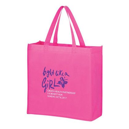 Custom Awareness Pink Non-Woven Tote Bag with Logo Imprint Custom Awareness Pink Non-Woven Tote Bag with Logo Imprint