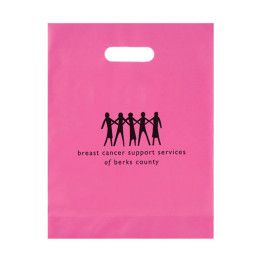 Custom Pink Frosted Die Cut Bag - Breast Cancer Awareness with Logo Imprint