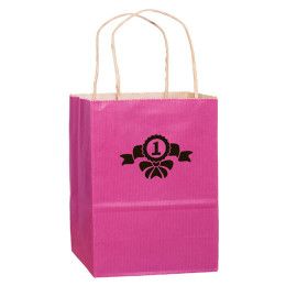 Custom Pink Awareness Matte Color Twisted Paper Handle Shopper with Logo Imprint